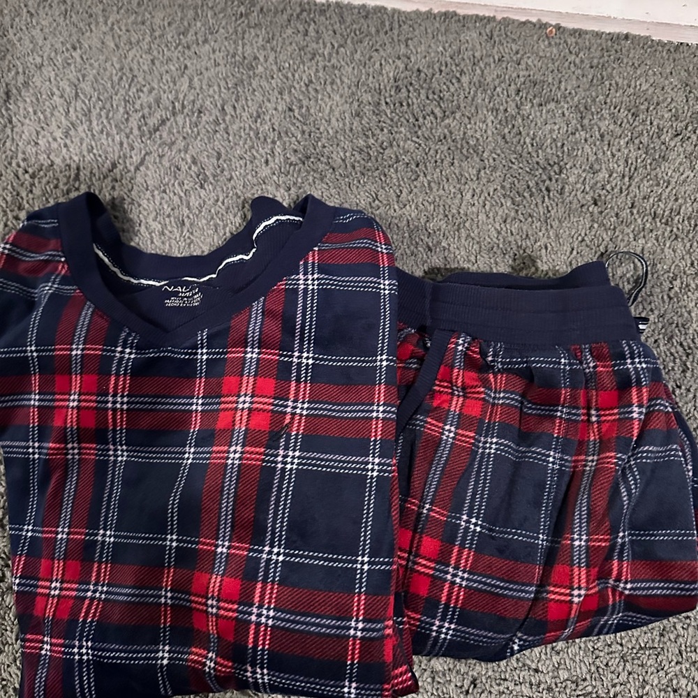 3/$12 if bundled Nautical Women's Red and Blue Plaid Pajama Set